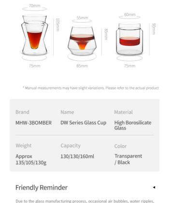 Alternative view of Taza vidrio doble fondo DW-Glass Series MHW-3BOMBER